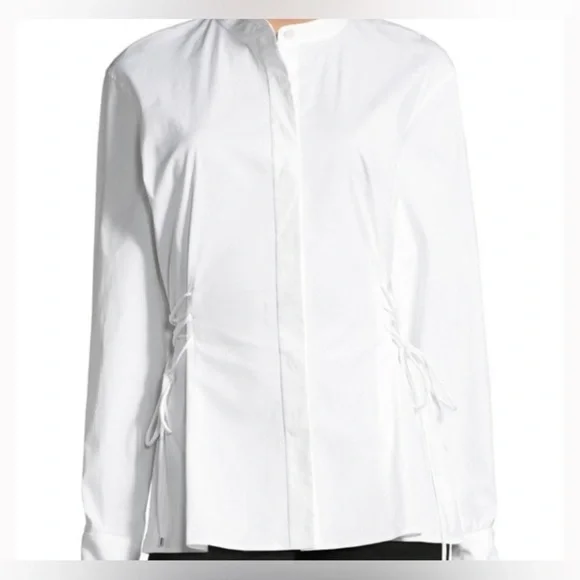 NWT THEORY WHITE LACED BUTTON DOWN, SIZE P - Picture 2 of 16